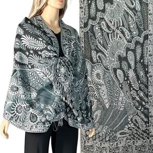 3694 - Feathers Print Woven Shawls 3694 - A08 Slate/Black<br>
Feathers Woven Shawl - 