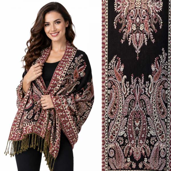 wholesale 3695 - Paisley Woven Shawls  3695 - A01 Rust Multi<br> 
Woven Paisley Shawl - 