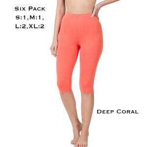 Wholesale  1801 - Deep Coral  <br>
Cotton Blend Capri Leggings - 