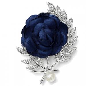 3700/T - Magnetic Flower Brooches Fabric Rose Blue - 02
 - 2.5