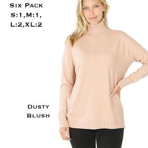 Wholesale  21019 - Dusty Blush<br>
Hi-low Turtleneck Sweater - 1 Small 1 Medium 2 Large 2 Extra Large