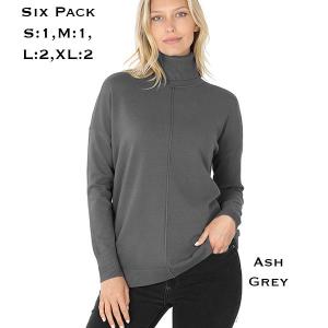 Wholesale  21019 - Ash Grey<br>
Hi-low Turtleneck Sweater - 1 Small 1 Medium 2 Large 2 Extra Large