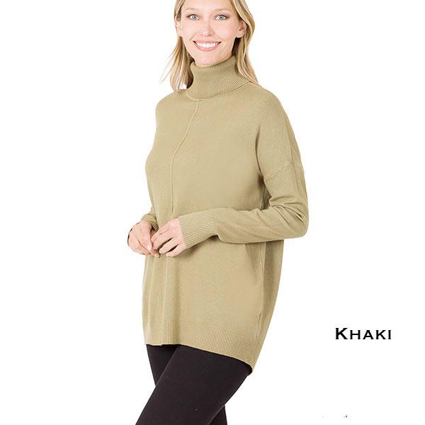 Wholesale 21019  - Hi-low Turtleneck Sweater (Six Packs) 21019 - Khaki<br>
Turtleneck Sweater - Large