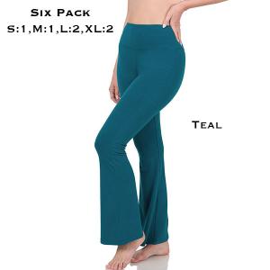 Wholesale 3222 - Yoga Flare Pants 3222 - Teal Six Pack<br>
(S:1,M:1,L:2,XL:2) - 