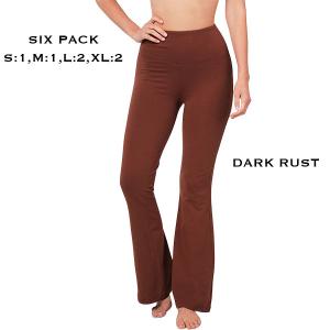 Wholesale 3222 - Yoga Flare Pants 3222 - Dark Rust Six Pack<br>
(S:1,M:1,L:2,XL:2) - 