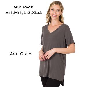 Wholesale  8516 - Ash Grey<br>
Short Sleeve Modal Top - 1 Small 1 Medium 2 Large 2 Extra Large