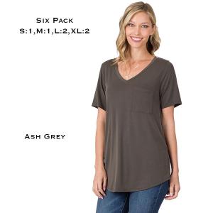 Wholesale  8513 - Ash Grey<br>
Modal Short Sleeve Tops - 1 Small 1 Medium 2 Large 2 Extra Large