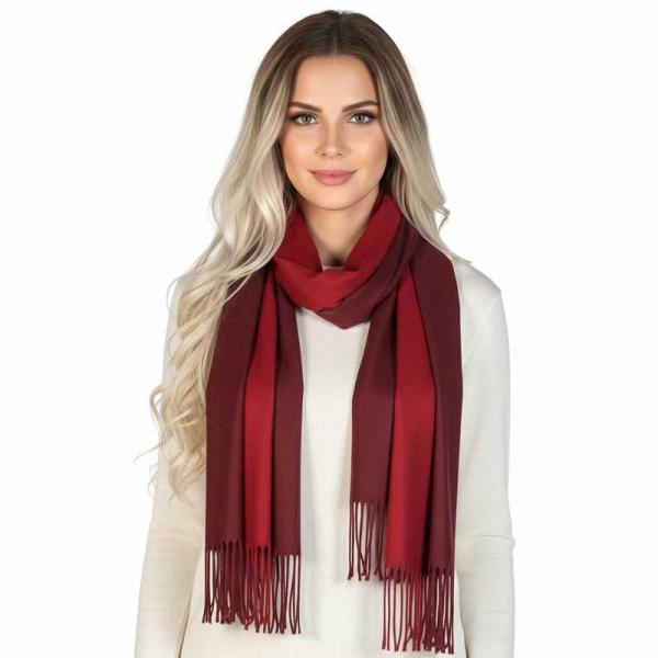 wholesale 3713 - Cashmere Blend Shawls - Solid and Two Tone 3713 - #02 Burgundy/Cranberry<br>
Two Tone Cashmere Blend Shawl (MB) - 