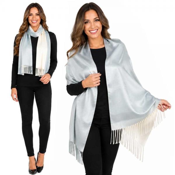 wholesale 3713 - Cashmere Blend Shawls - Solid and Two Tone #32 Two Tone Ivory/Silver - 