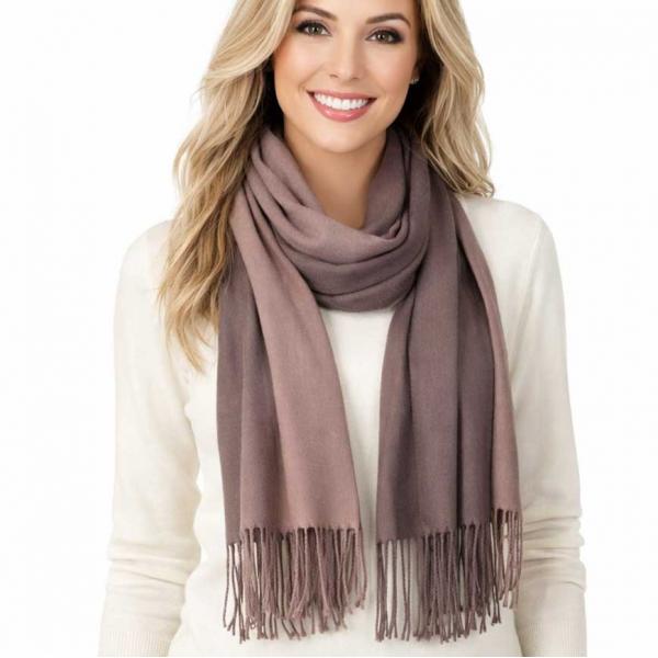 wholesale 3713 - Cashmere Blend Shawls - Solid and Two Tone #15 Two Tone Brown/Peanut - 
