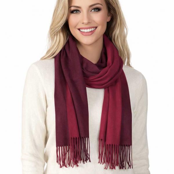 wholesale 3713 - Cashmere Blend Shawls - Solid and Two Tone #03 Two Tone Berry/Wine - 