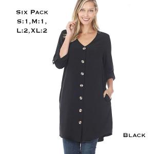 Wholesale  2729 - Black<br>
Button Front Cardigan/Dress
 - 1 Small 1 Medium 2 Large 2 Extra Large