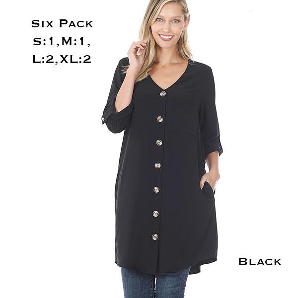 wholesale 2729 - Button Front Cardigan/Dress 2729 - Black<br>
Button Front Cardigan/Dress
 - 1 Small 1 Medium 2 Large 2 Extra Large