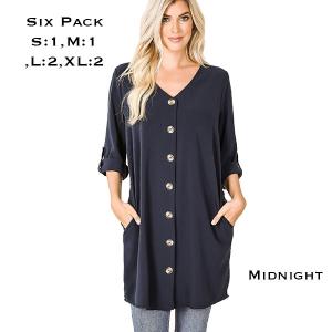 Wholesale  2729 - Midnight<br>
Button Front Cardigan/Dress
 - 1 Small 1 Medium 2 Large 2 Extra Large