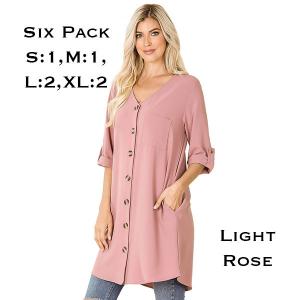 Wholesale  2729 - Light Rose<br>
Button Front Cardigan/Dress
 - 1 Small 1 Medium 2 Large 2 Extra Large