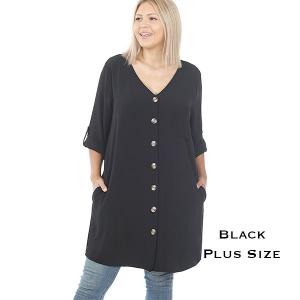 Wholesale  2729 - Black Plus Size<br>
Button Front Cardigan/Dress
 - 3X