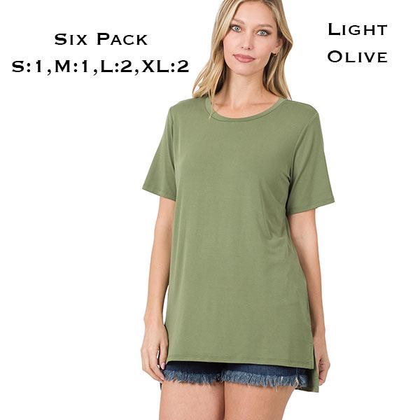 wholesale 8515 - Half Sleeve Modal Hi-Low Top 8515 - Light Olive<br>
Half Sleeve Modal Hi-Low Top
 - S:1,M:1,L:2,XL:2