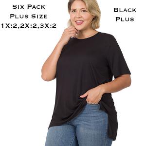 Wholesale  8515 - Black Plus<br>
Half Sleeve Modal Hi-Low Top - 2 1X, 2 2X, 2 3X