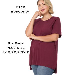 Wholesale  8515 - Dark Burgundy Plus<br>
Half Sleeve Modal Hi-Low Top - 2 1X, 2 2X, 2 3X