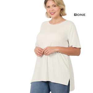 Wholesale  8515 - Bone Plus<br>
Half Sleeve Modal Hi-Low Top - 1X