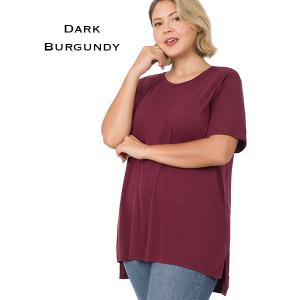 Wholesale  8515 - Dark Burgundy Plus<br>
Half Sleeve Modal Hi-Low Top - 3X