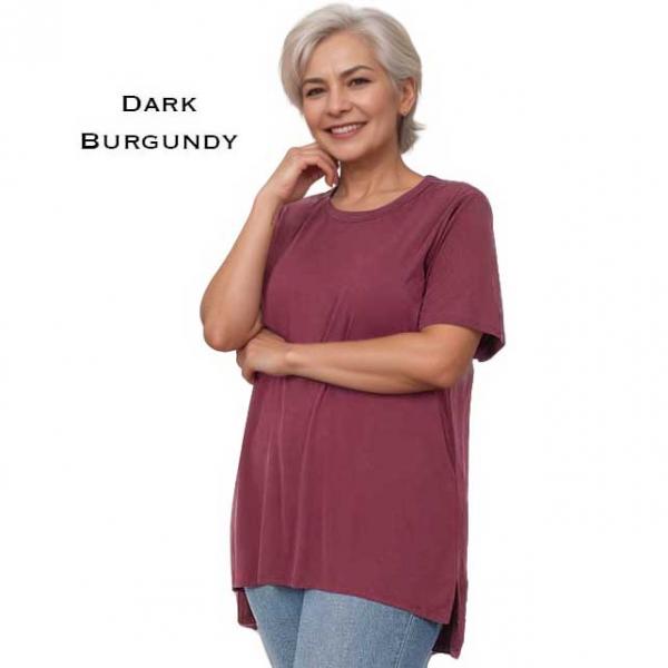Wholesale 8515 - Half Sleeve Modal Hi-Low Top 8515 - Dark Burgundy Plus<br>
Half Sleeve Modal Hi-Low Top - 1X