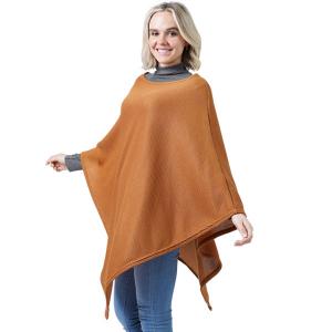 Wholesale  10336 - Camel<br>
Textured Jersey Poncho
 - 