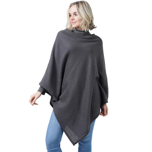 Wholesale 10336 - Textured Weave Jersey Poncho Dark Grey - 