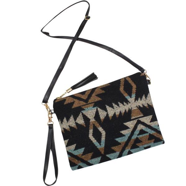 wholesale 3721 - Western Design Bags and  Coin Purses 10287 - Black Multi<br>
Crossbody Clutch Bag - 10.5