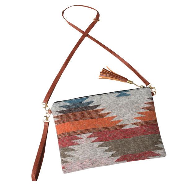 wholesale 3722 - Western Design Ponchos and Bags 10364 - Teal Multi<br>
Crossbody Clutch Bag - 
