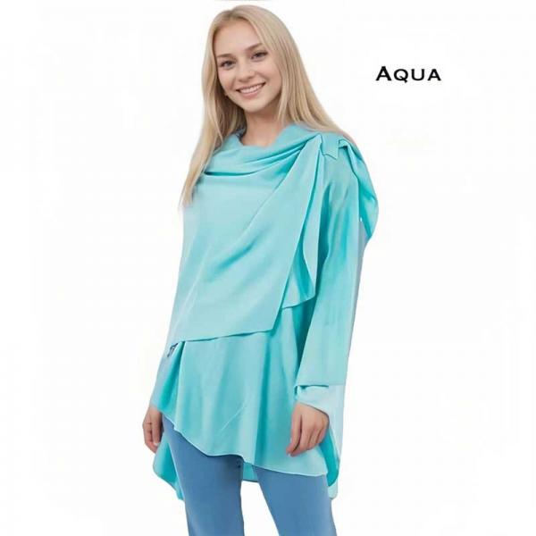 Wholesale 4213 - Cashmere Feel Loop Pull Thru Wrap 4213 - Aqua - 