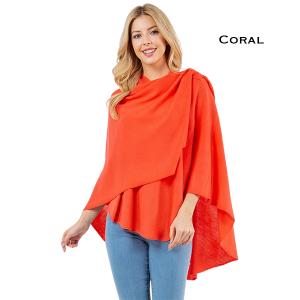 4213 - Cashmere Feel Loop Pull Thru Wrap Coral - 