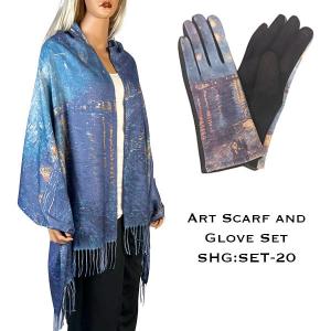 Wholesale  3746 - 20<br>
Art Scarf and Glove Set - 