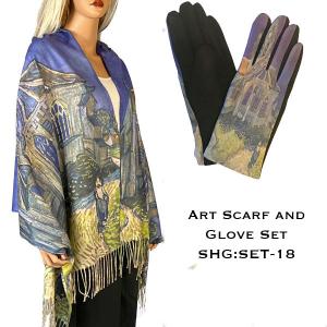 Wholesale  3746 - 18<br>
Art Scarf and Glove Set - 