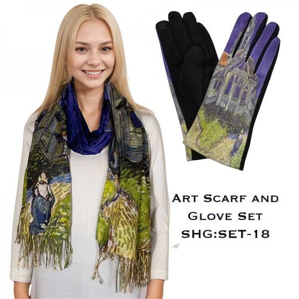 wholesale 3746 - Art Design Scarf and Glove Sets 3746 - 18<br>
Art Scarf and Glove Set - 