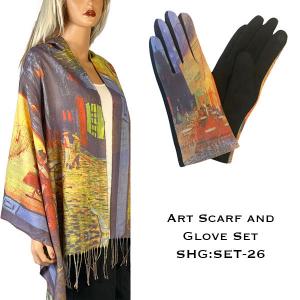 Wholesale  3746 - 26<br>
Art Scarf and Glove Set - 