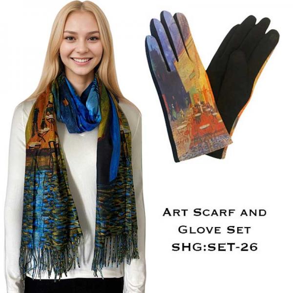 wholesale 3746 - Art Design Scarf and Glove Sets 3746 - 26<br>
Art Scarf and Glove Set  - 
