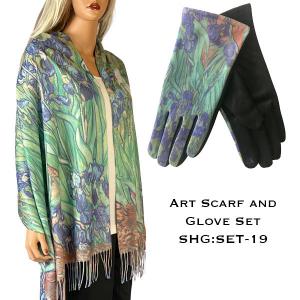 Wholesale  3746 - 19<br>
Art Scarf and Glove Set - 
