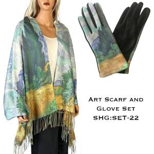 Wholesale  3746 - 22<br>
Art Scarf and Glove Set - 