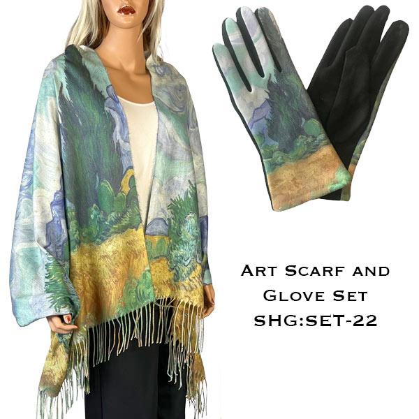 wholesale 3746 - Art Scarf and Glove Sets 3746 - 22<br>
Art Scarf and Glove Set - 