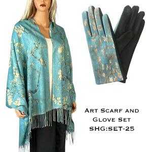 Wholesale  3746 - 25<br>
Art Scarf and Glove Set - 