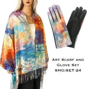 Wholesale  3746 - 24<br>
Art Scarf and Glove Set - 