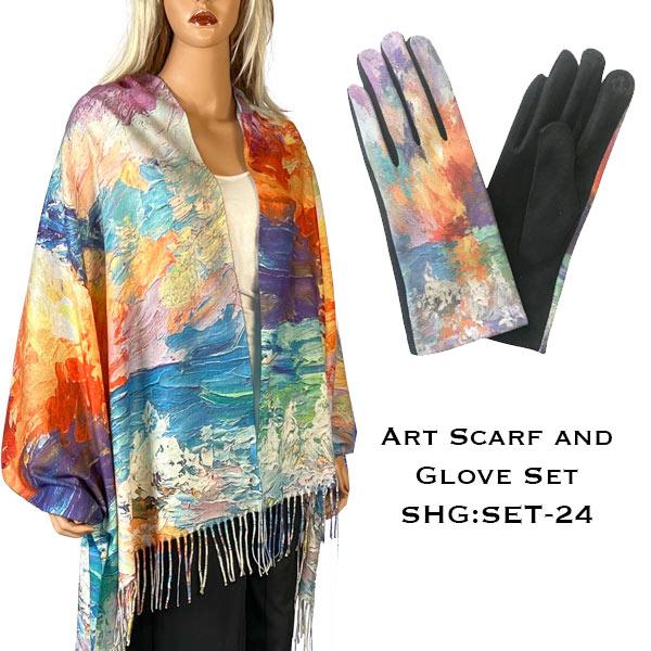 Wholesale 3746 - Art Scarf and Glove Sets 3746 - 24<br>
Art Scarf and Glove Set - 