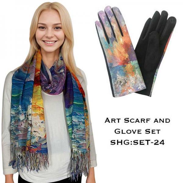wholesale 3746 - Art Design Scarf and Glove Sets 3746 - 24<br>
Art Scarf and Glove Set - 
