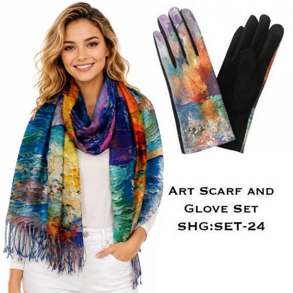 wholesale 3746 - Art Design Scarf and Glove Sets #024<br>
Art Scarf and Glove Set - 