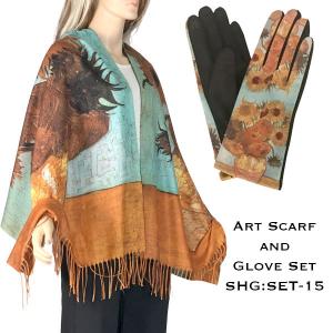 Wholesale  3746 - 15<br>
Art Scarf and Glove Set - 