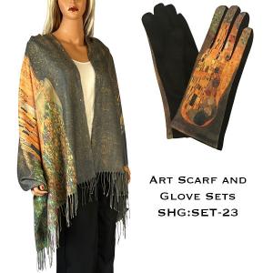 Wholesale  3746 - 23<br>
Art Scarf and Glove Set - 