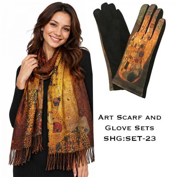 wholesale 3746 - Art Design Scarf and Glove Sets 3746 - 23<br>
Art Scarf and Glove Set - 