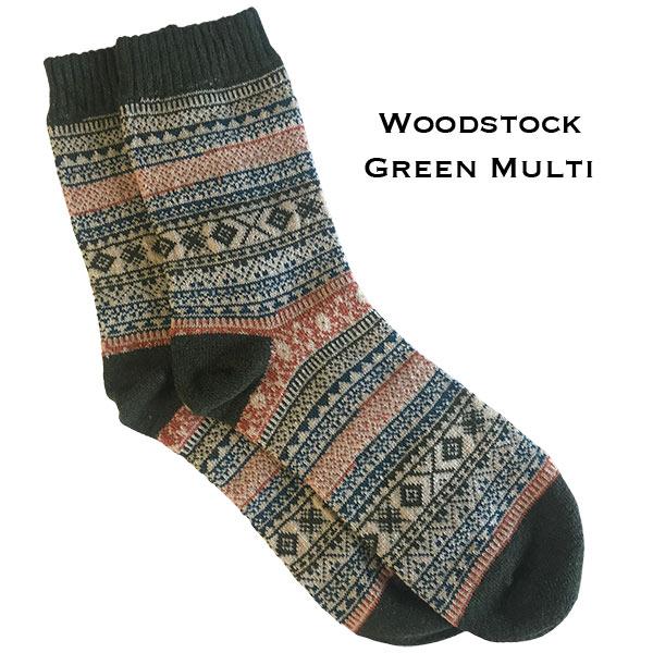wholesale 3748 - Crew Socks 3748 - Woodstock Green Multi<br>
Fits Women's Size 6-10<br> 18% wool, 45% cotton, 37% polyester - 