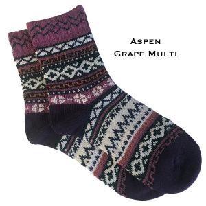 3748 - Crew Socks 3748 - Aspen Grape Multi<br>
Fits Women's Size 6-10<br> 18% wool, 45% cotton, 37% polyester - 